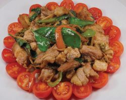 Pork with red curry paste